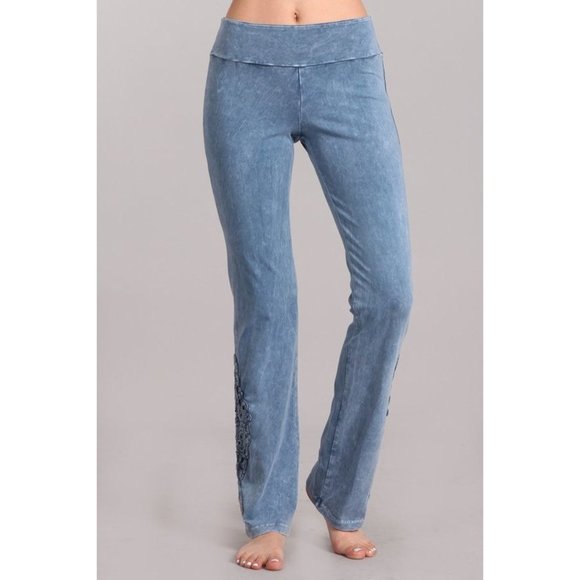 Best Pants EVER!  Mineral Washed bootcut Crochet - Picture 4 of 5